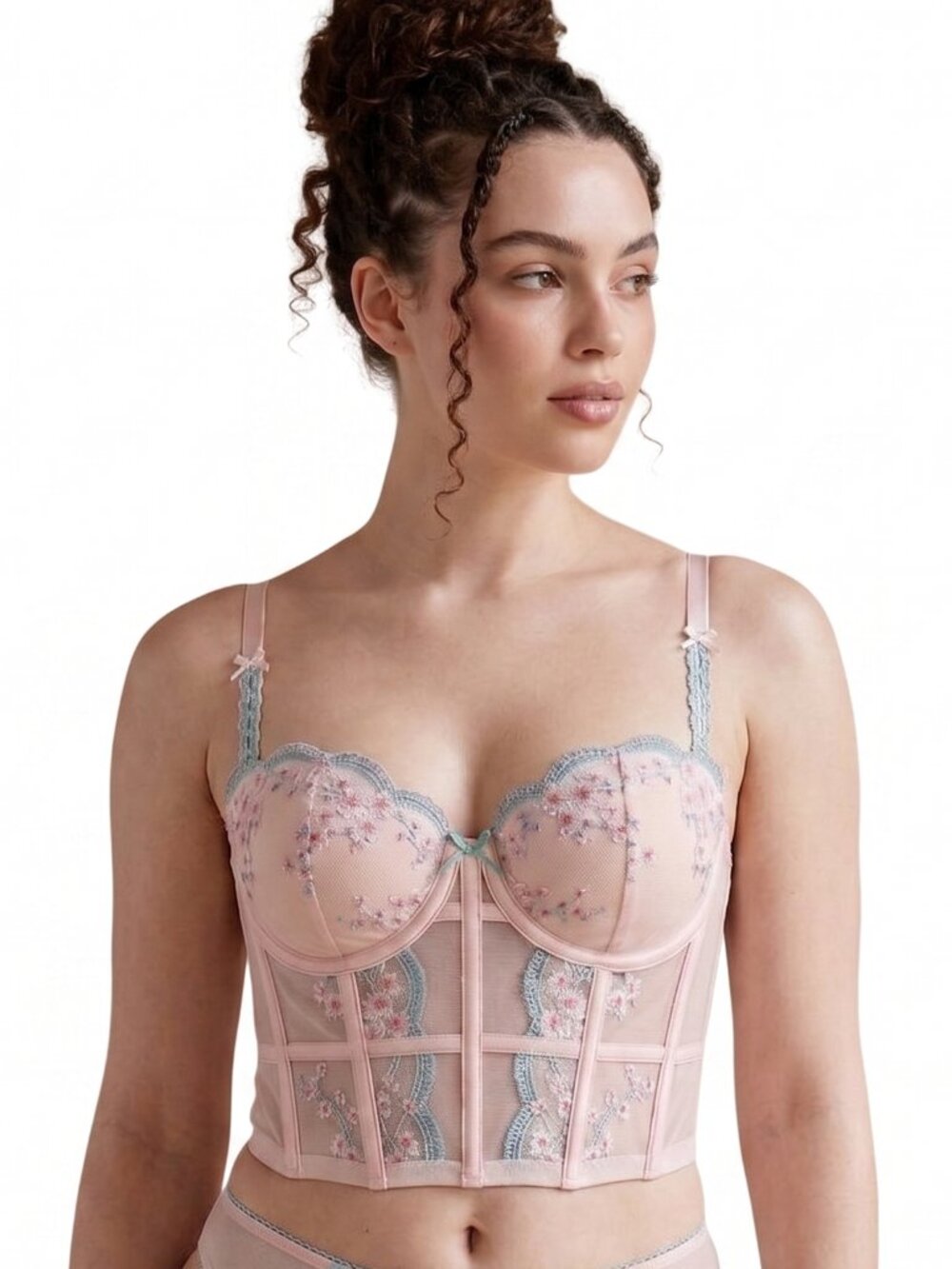 Victoria's Secret Dream Angels Cherry Blossom Embroidery Corset Bustier Bra - Picture 2 of 6